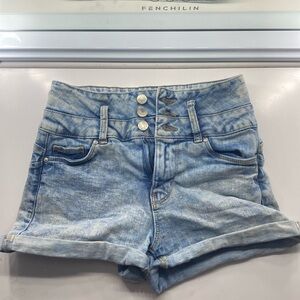 Woman’s washed out colour jean shorts, Size 00